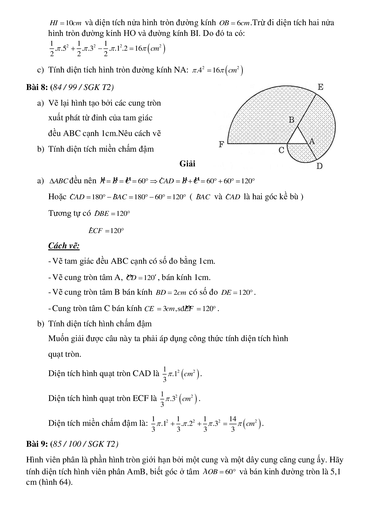 50 Bài tập Diện tích hình tròn, hình quạt tròn (có đáp án)- Toán 9 (trang 5)