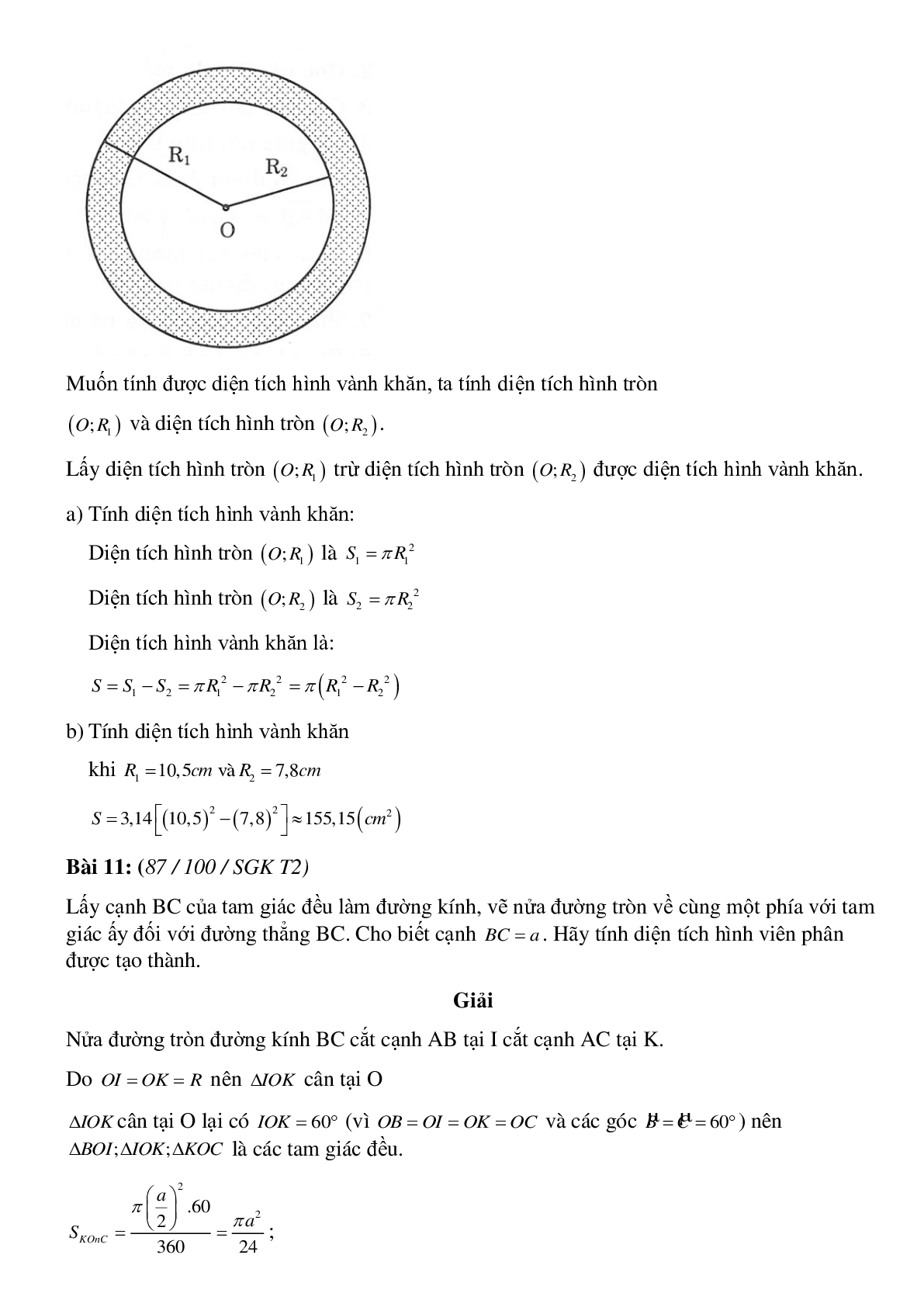 50 Bài tập Diện tích hình tròn, hình quạt tròn (có đáp án)- Toán 9 (trang 7)