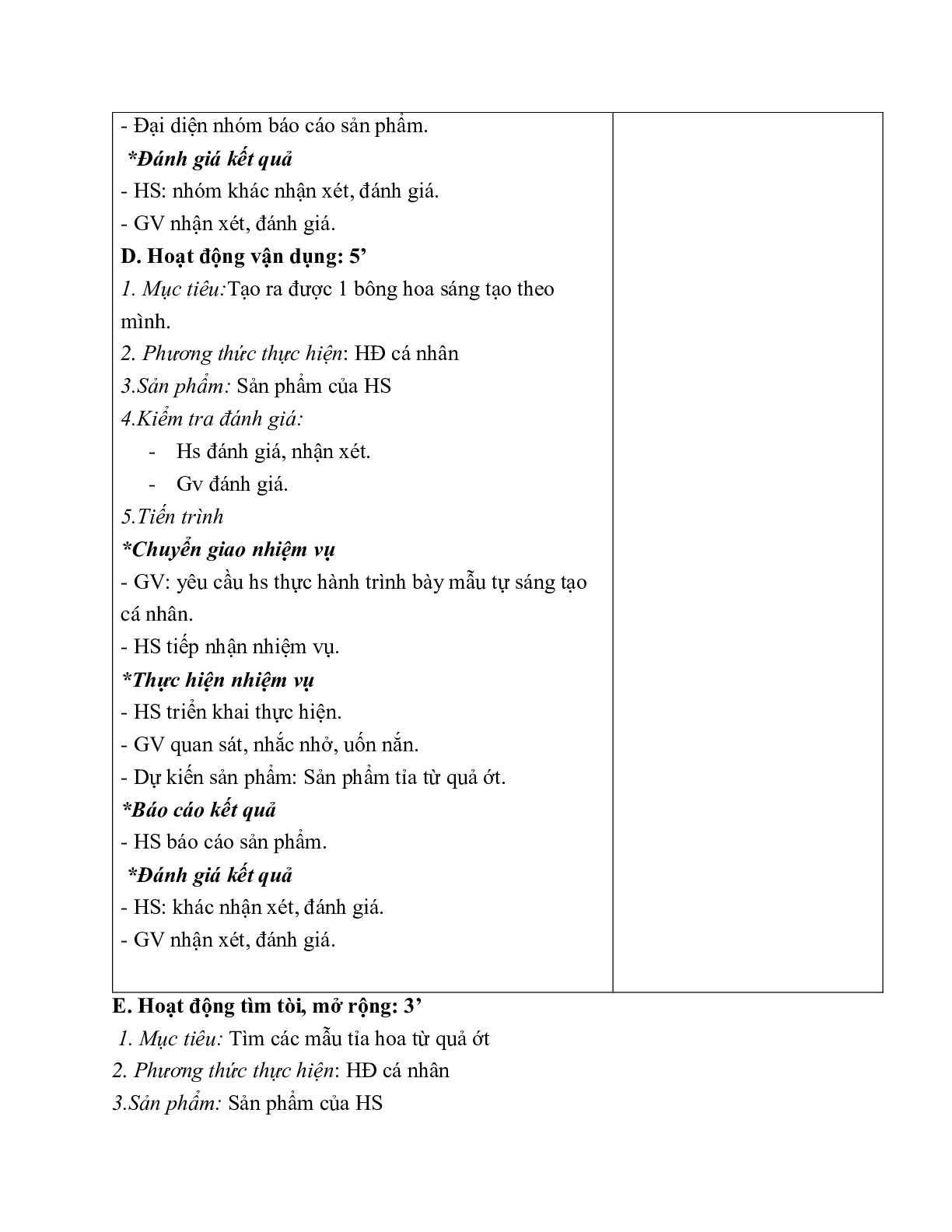 GIÁO ÁN CÔNG NGHỆ 6 BÀI 24: TH TỈA HOA TRANG TRÍ MÓN ĂN TỪ MỘT SỐ LOẠI RAU, CỦ, QUẢ (T1) MỚI NHẤT (trang 5)