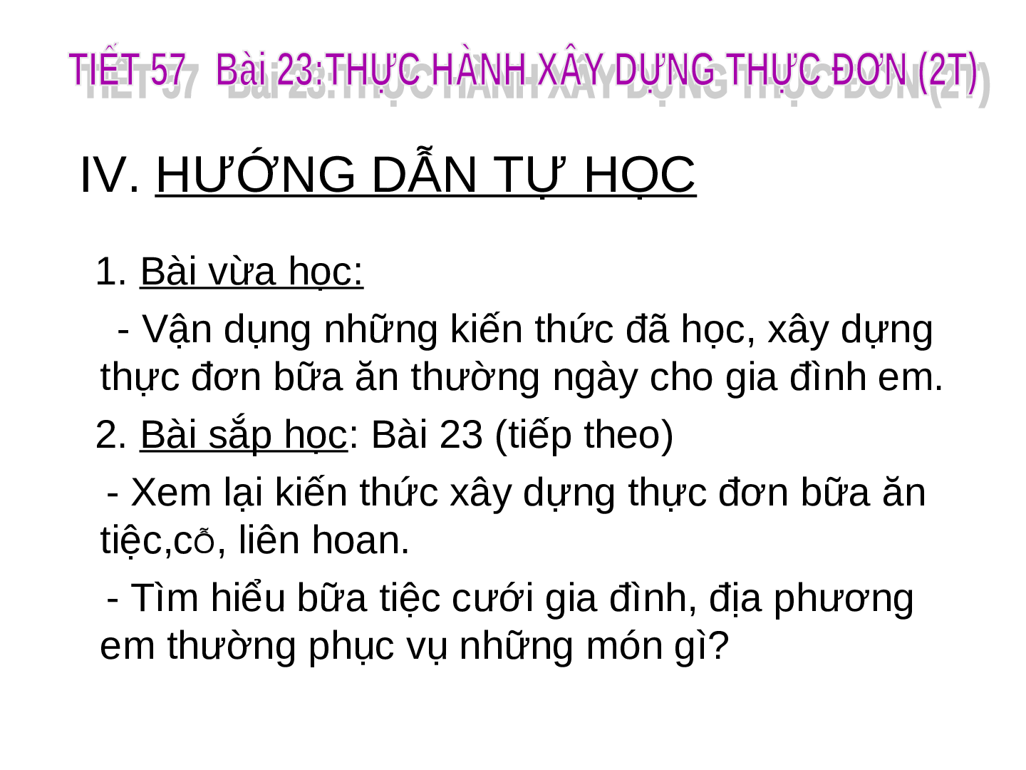 Bài giảng Công nghệ 6 Tiết 59: Thực hành Xây dựng thực đơn bữa ăn (trang 10)