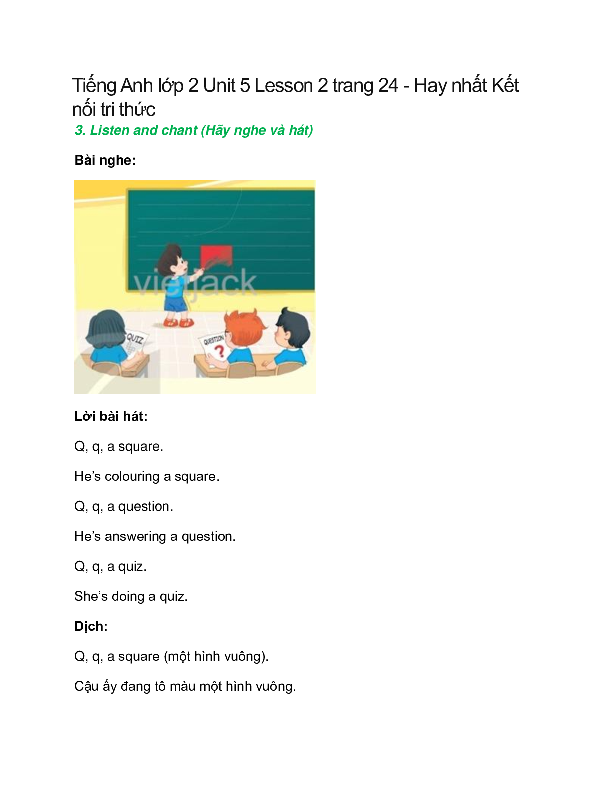 Tiếng Anh lớp 2 Unit 5 Lesson 2 trang 24 – Kết nối tri thức (trang 1)
