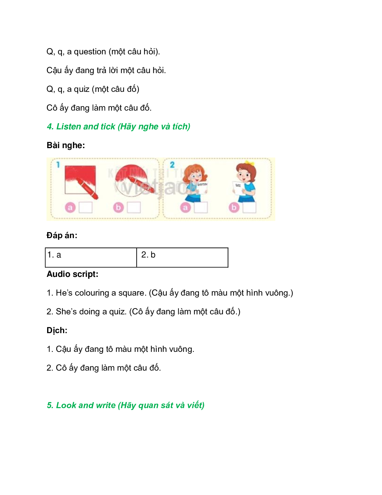 Tiếng Anh lớp 2 Unit 5 Lesson 2 trang 24 – Kết nối tri thức (trang 2)