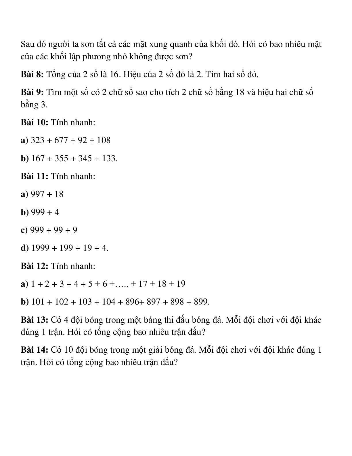 14 bài toán về Toán lớp 3 cơ bản, nâng cao Phần 1 (trang 2)