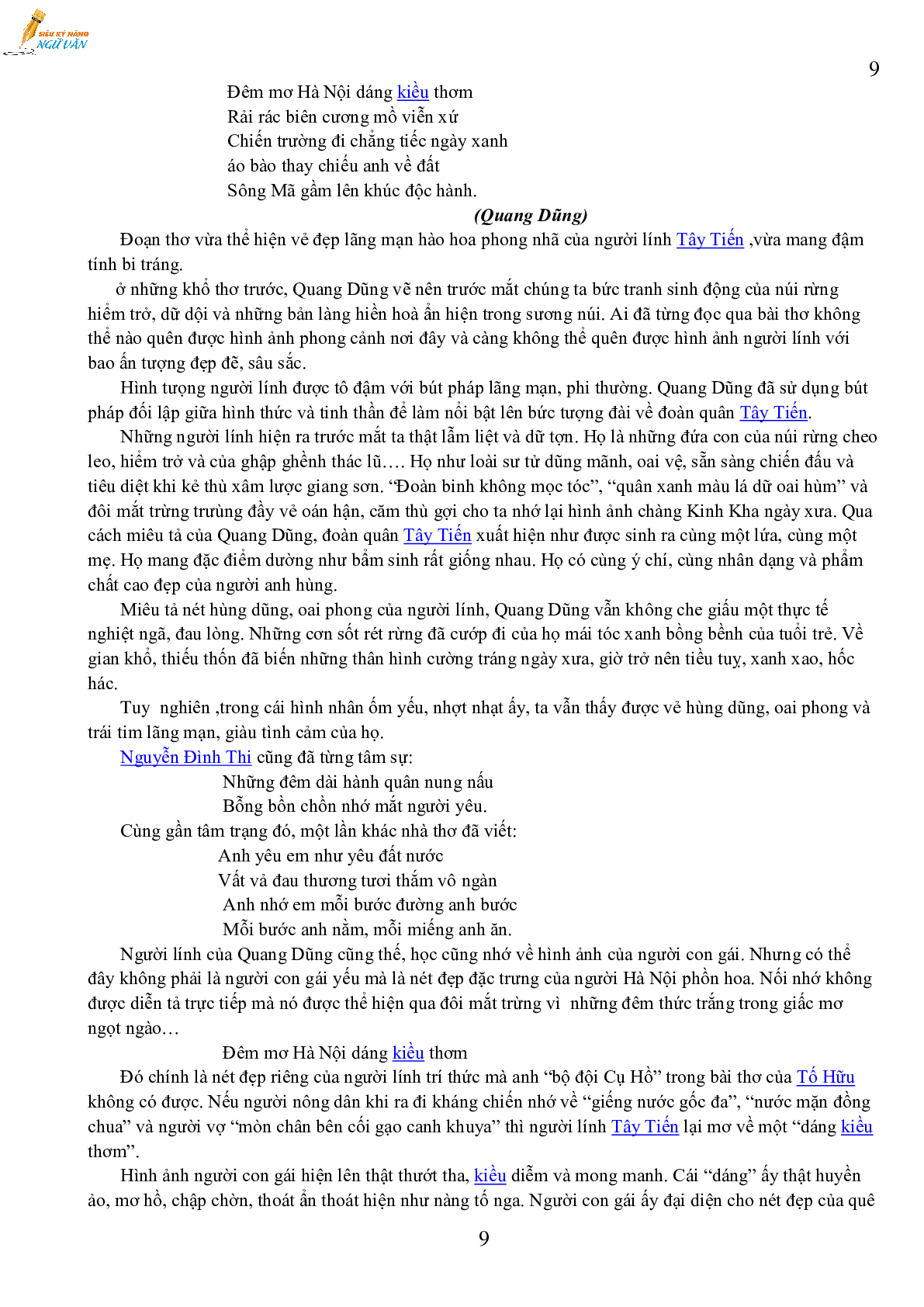 TỔNG HỢP NHỮNG BÀI VĂN HAY LỚP 12 THEO CHƯƠNG TRÌNH MỚI (trang 9)