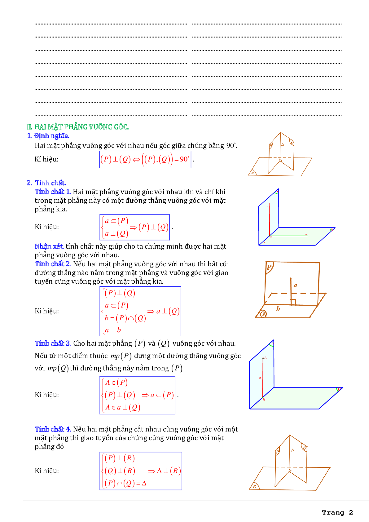 Phương pháp giải Hai mặt phẳng vuông góc 2023 (lý thuyết và bài tập) (trang 2)