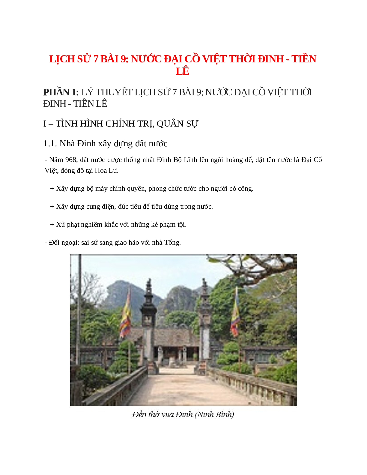 Lịch Sử 7 Bài 9: Nước Đại Cồ Việt thời Đinh - Tiền Lê (trang 1)