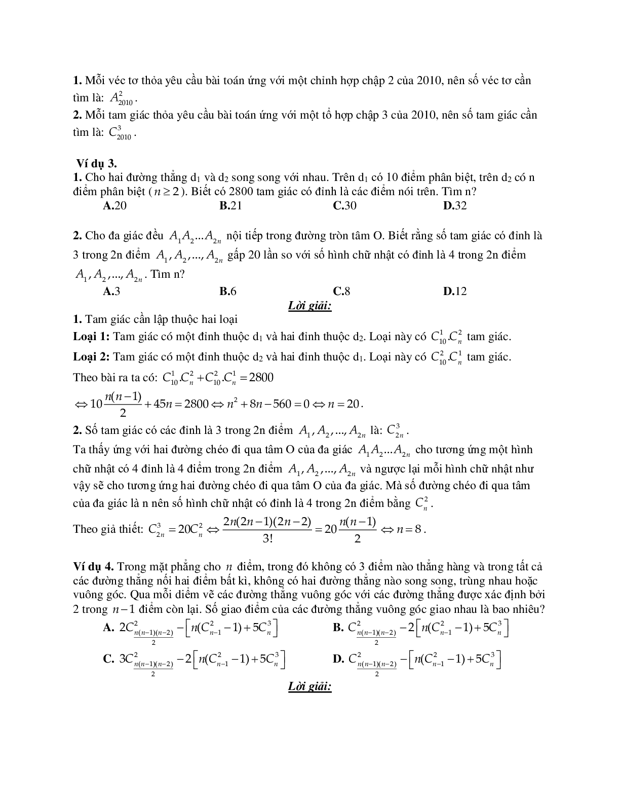 Các bài toán đếm tổ hợp liên quan đến hình học chọn lọc (trang 2)