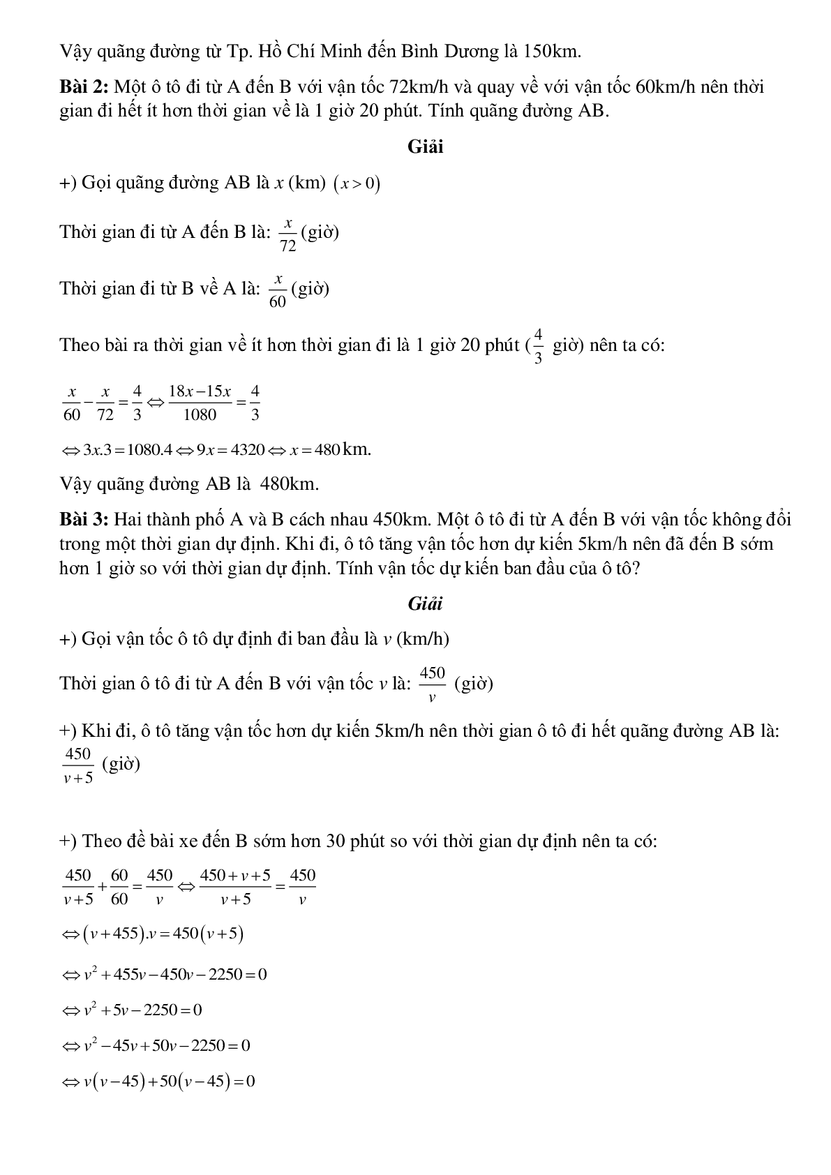Sáu dạng bài tập thường gặp về Giải bài toán bằng cách lập phương trình có lời giải (trang 2)