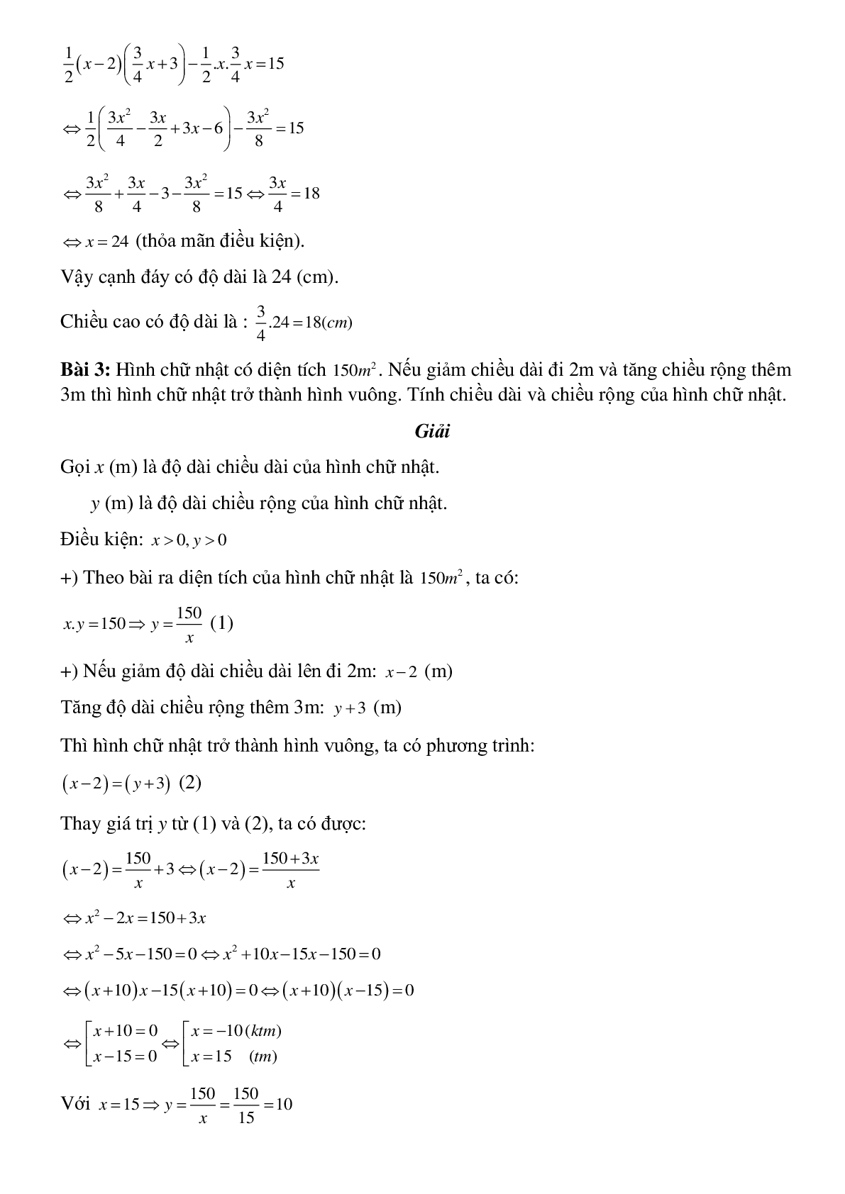 Sáu dạng bài tập thường gặp về Giải bài toán bằng cách lập phương trình có lời giải (trang 9)