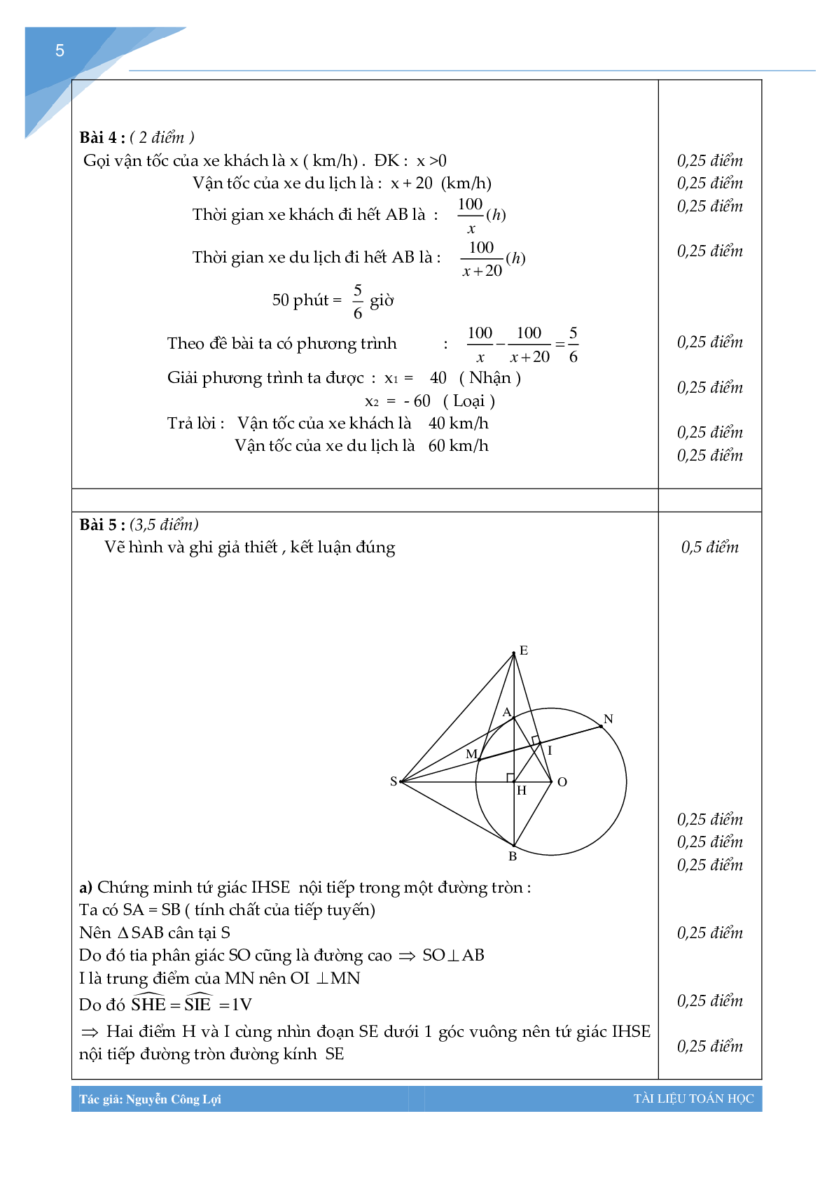 Tuyển tập đề thi học kì 2 môn toán lớp 9 (trang 5)
