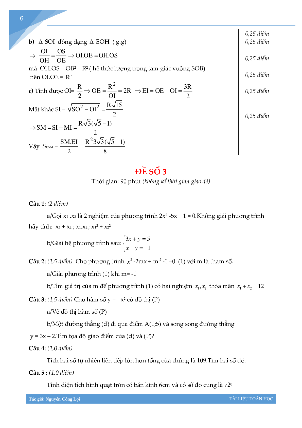 Tuyển tập đề thi học kì 2 môn toán lớp 9 (trang 6)