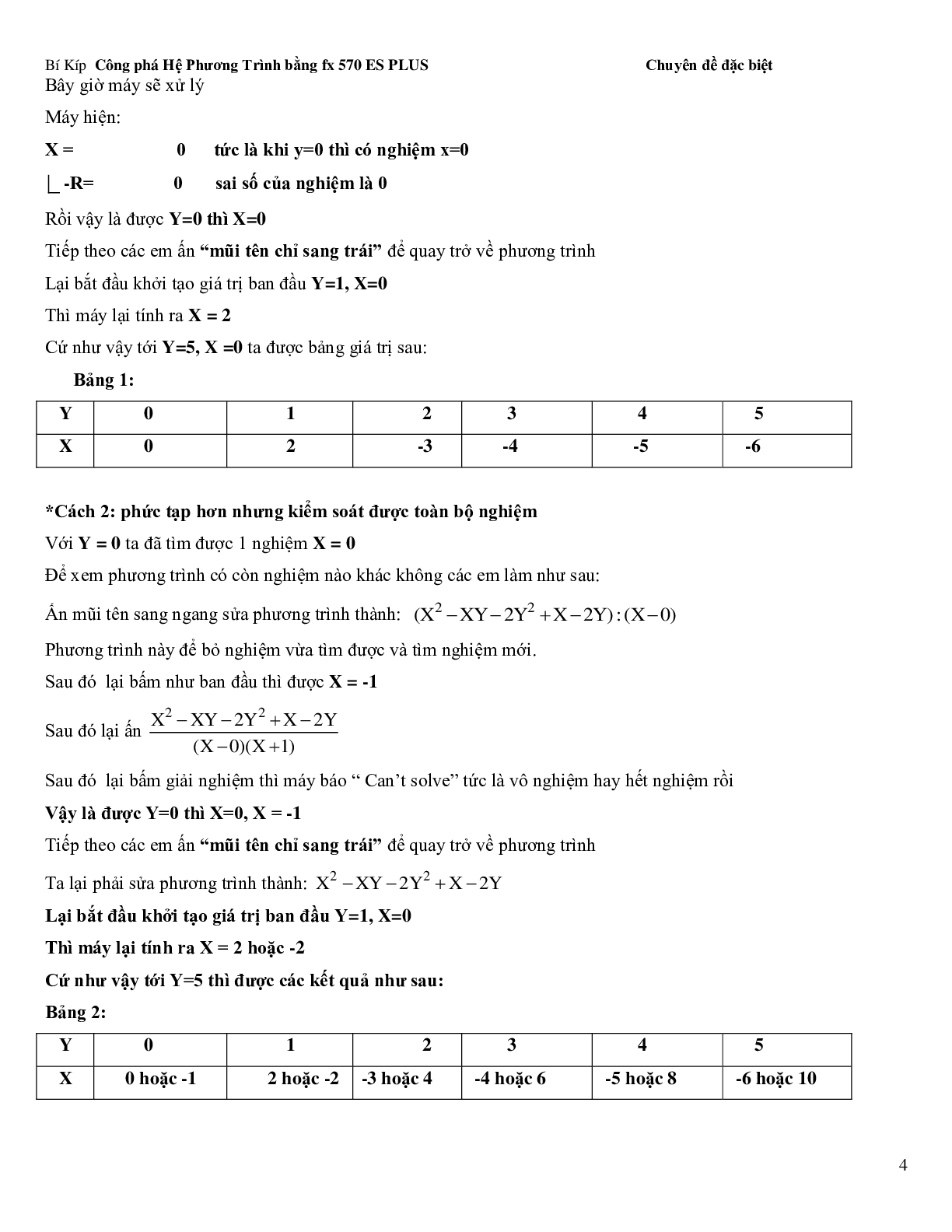 Bí kíp để giải hệ phương trình bằng Casio (trang 4)