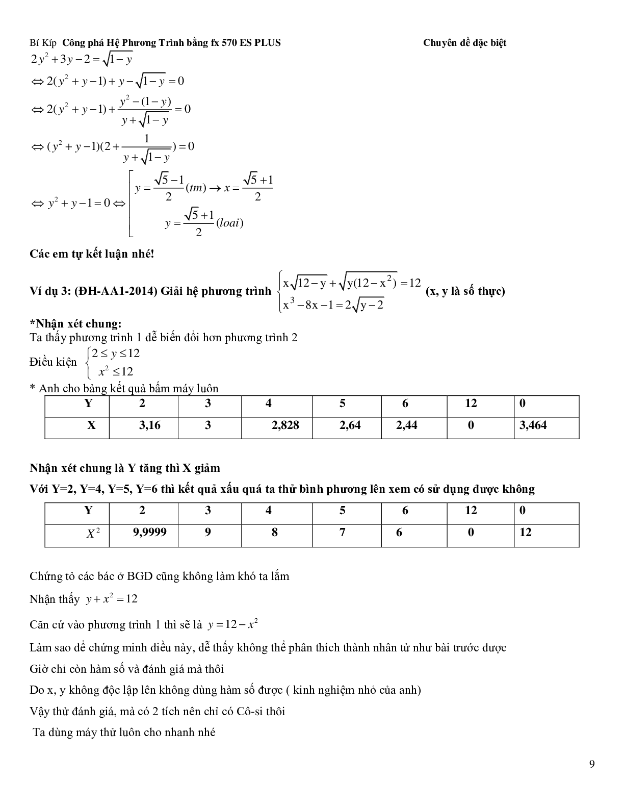 Bí kíp để giải hệ phương trình bằng Casio (trang 9)