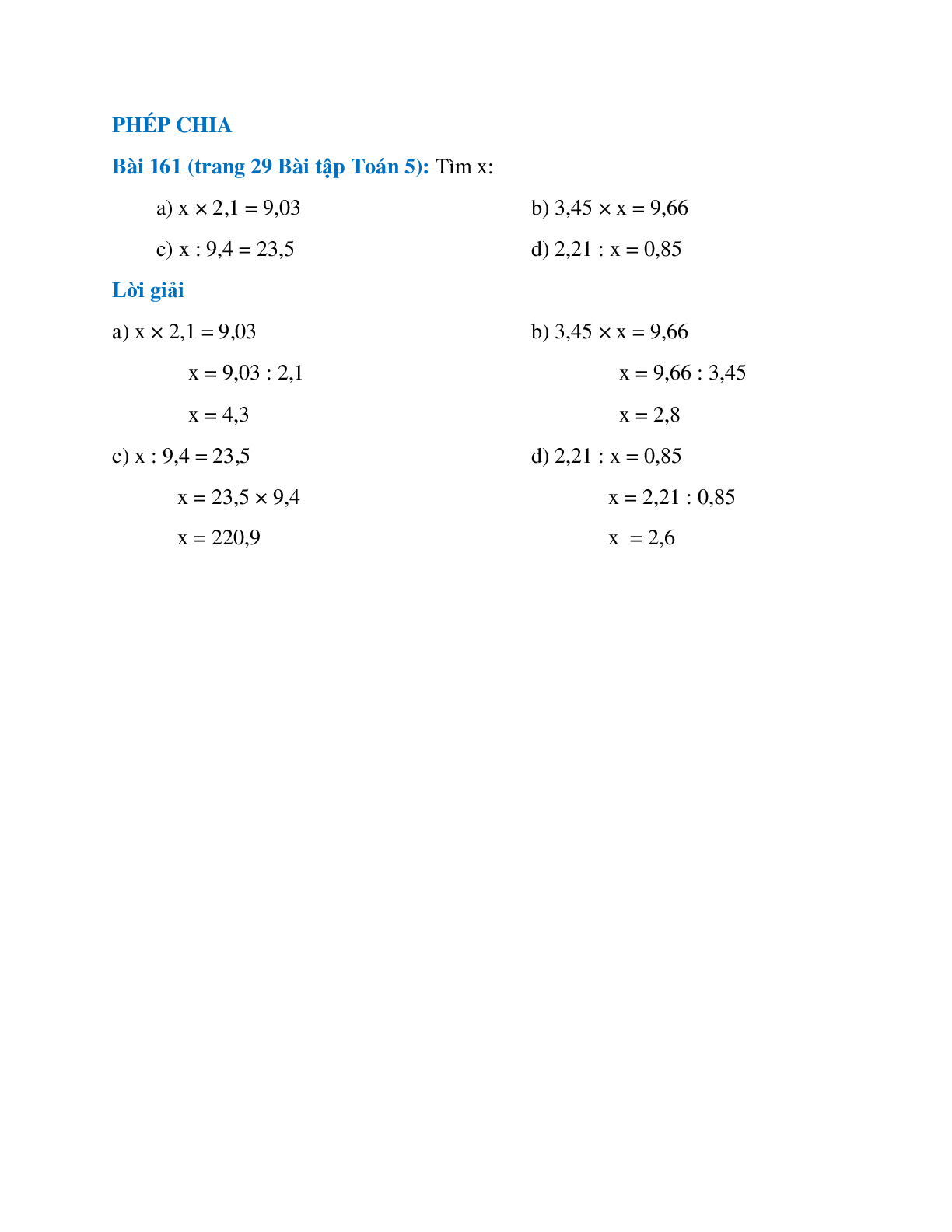 Tìm x: x × 2,1 = 9,03 (trang 1)