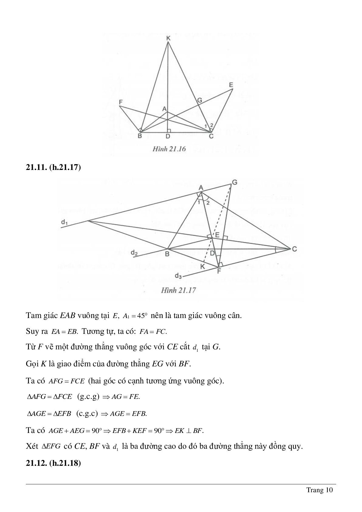 Phương pháp giải và bài tập về Chứng minh ba đường thẳng cùng đi qua một điểm có lời giải (trang 10)