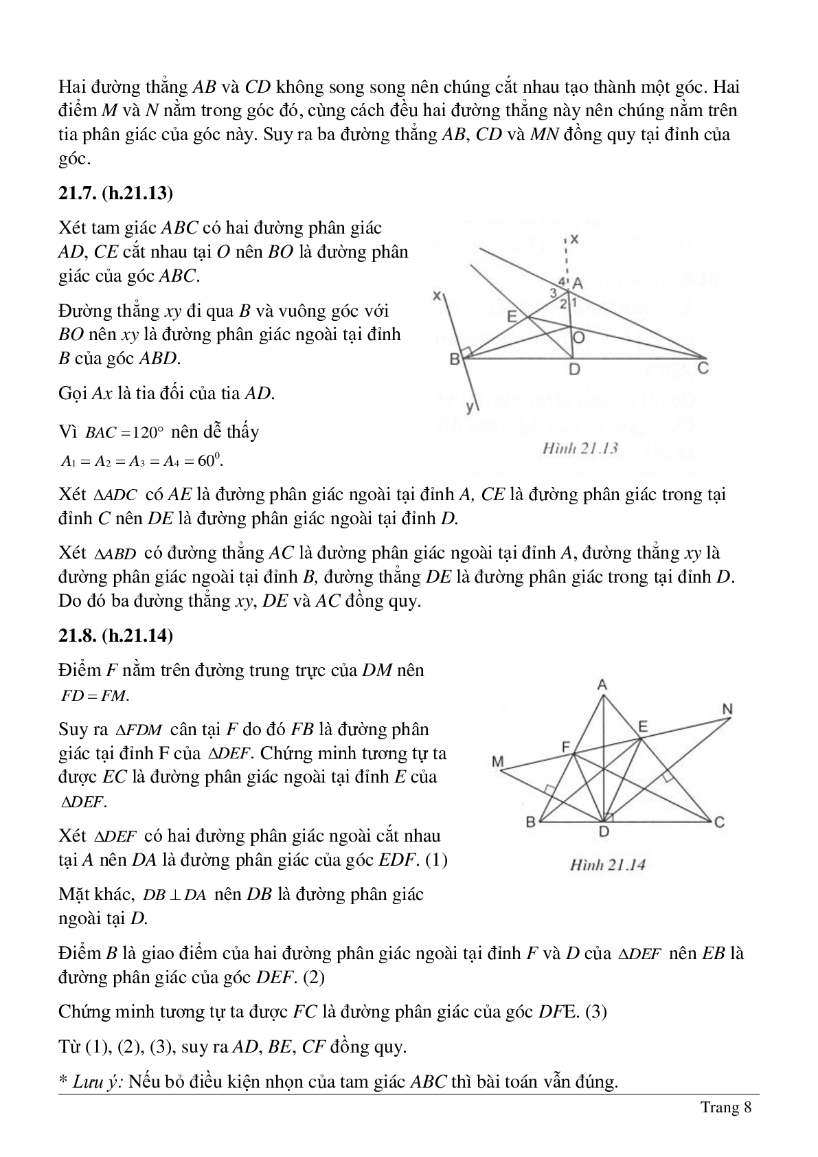 Phương pháp giải và bài tập về Chứng minh ba đường thẳng cùng đi qua một điểm có lời giải (trang 8)