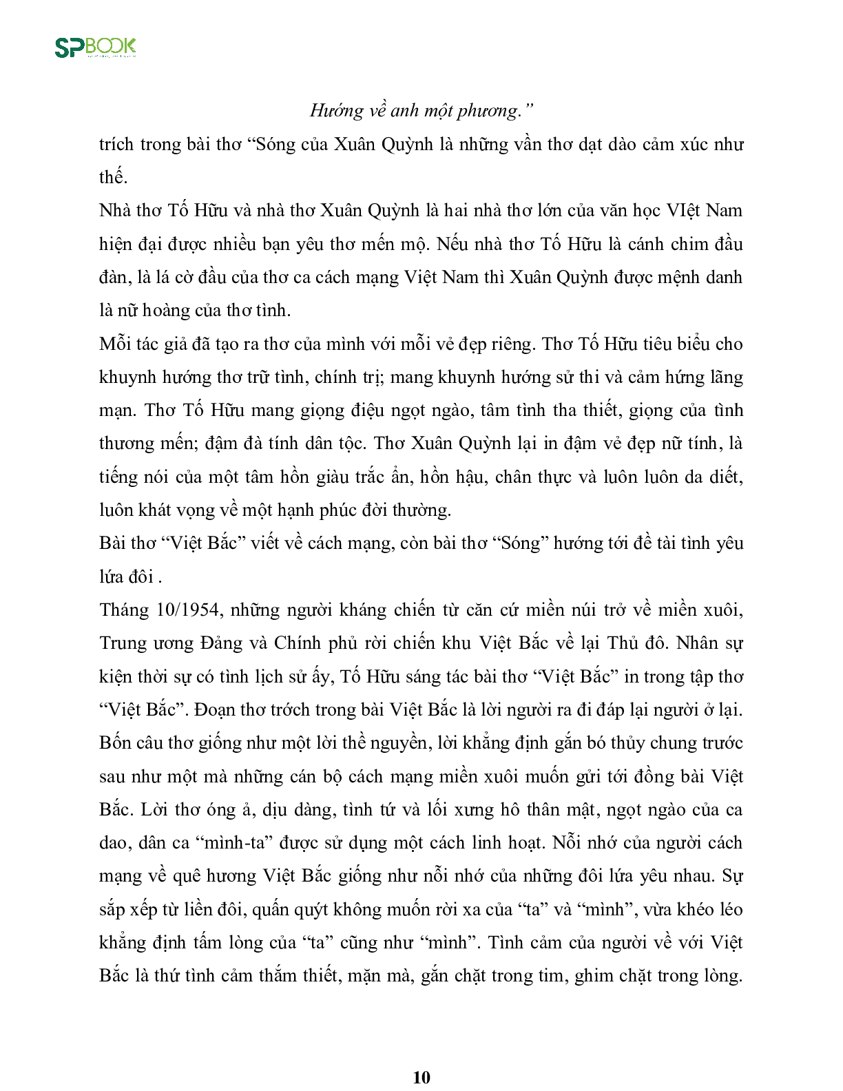 Kiến thức cơ bản và những dạng đề thi về bài Việt Bắc - Tố Hữu Văn 12 (trang 10)