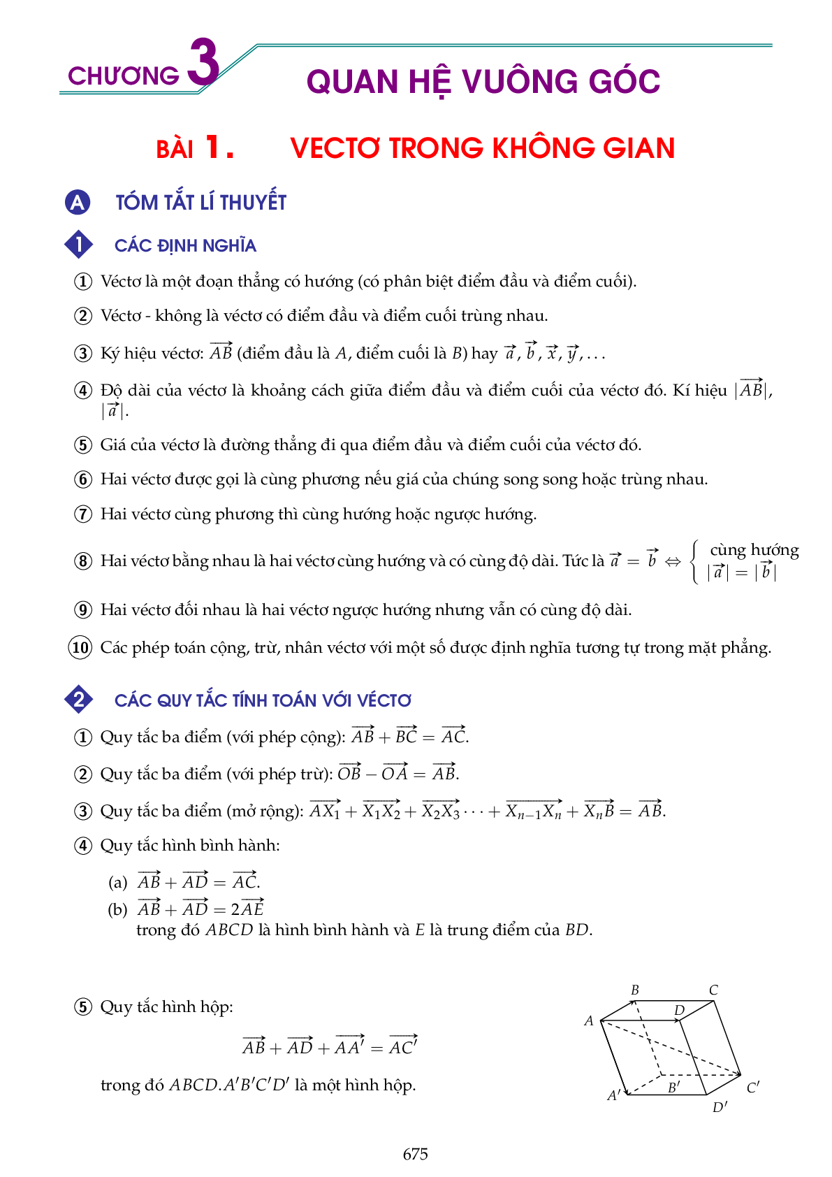 Hướng dẫn giải các dạng toán vectơ trong không gian, quan hệ vuông góc (trang 1)