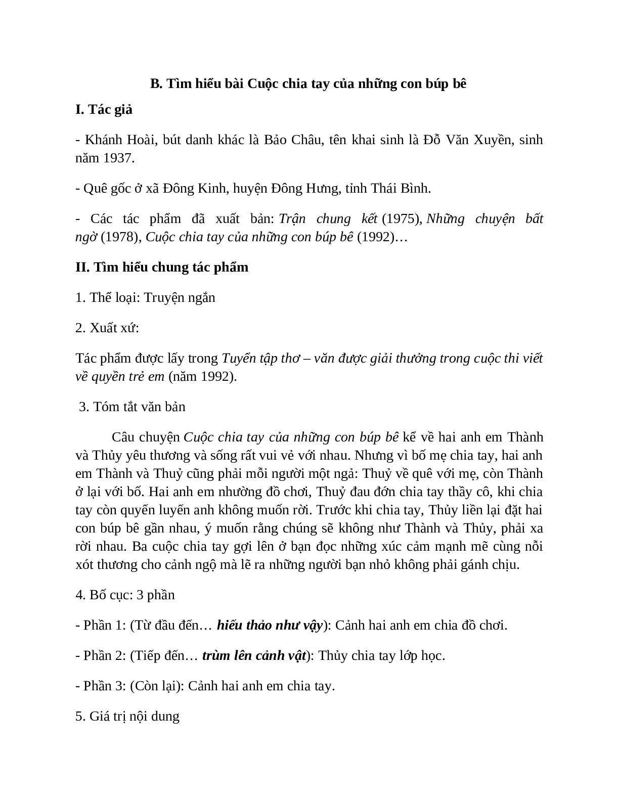 Sơ đồ tư duy bài Cuộc chia tay của những con búp bê dễ nhớ, ngắn nhất - Ngữ văn lớp 7 (trang 2)