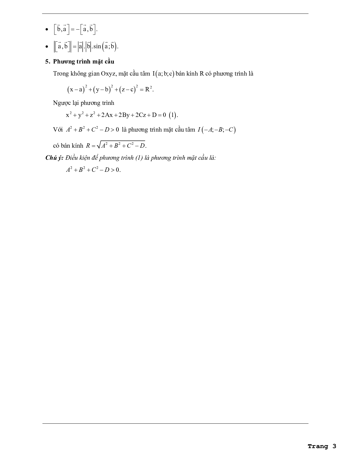 Các dạng bài tập vận dụng cao hệ tọa độ trong không gian (trang 3)