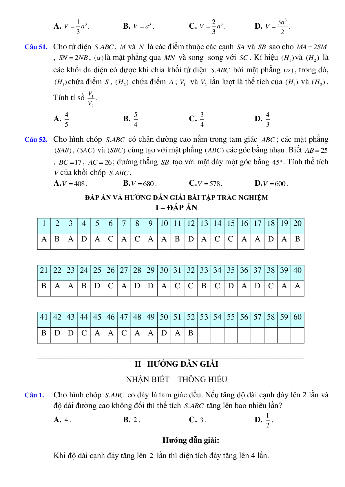 50 Bài tập Khái niệm khối đa diện (có đáp án)- Toán 12 (trang 7)