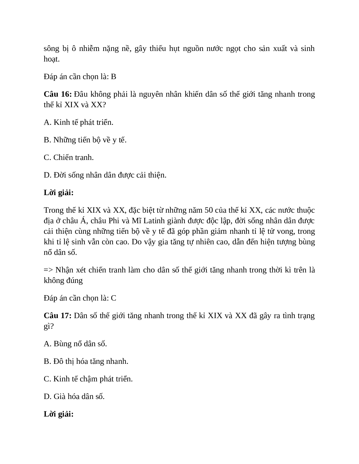 Địa Lí 7 Bài 1 (Lý thuyết và trắc nghiệm): Dân số (trang 10)