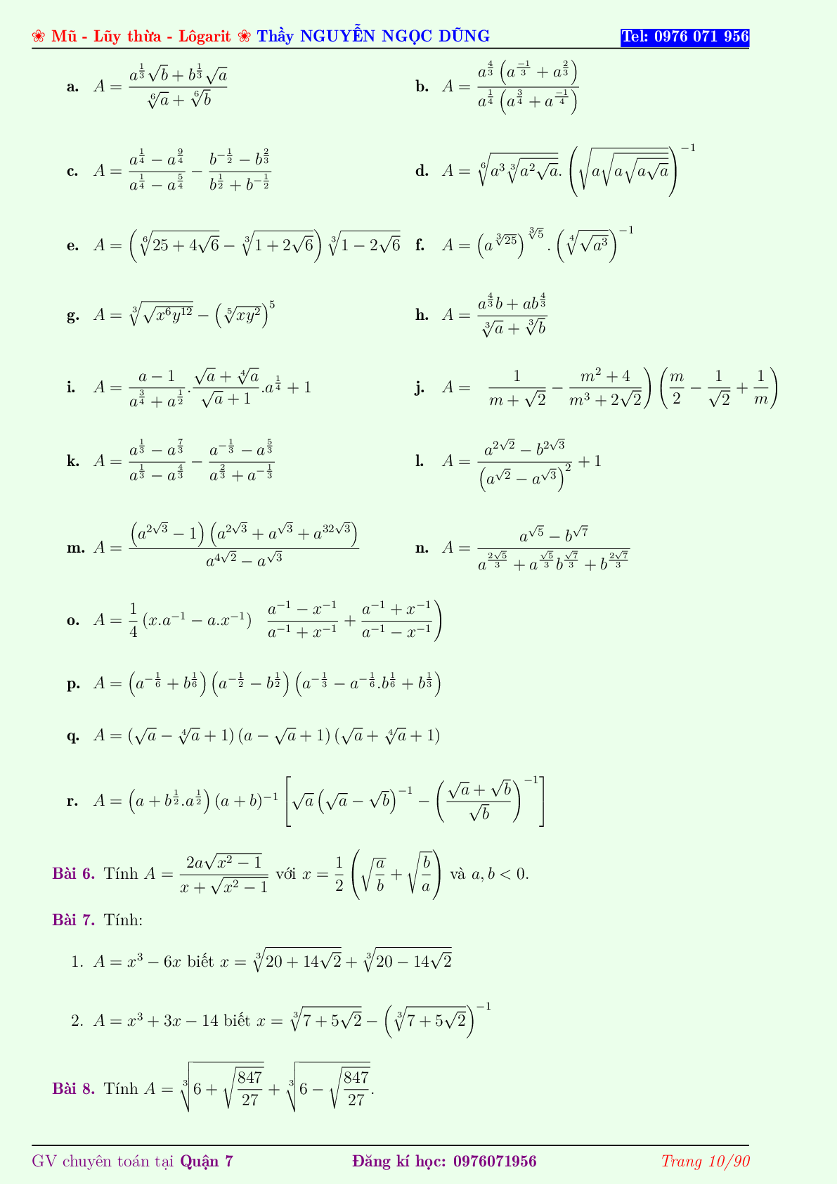Phương pháp giải về Hàm số lũy thừa, hàm số mũ, hàm số Logarit 2023 (lý thuyết và bài tập) (trang 10)