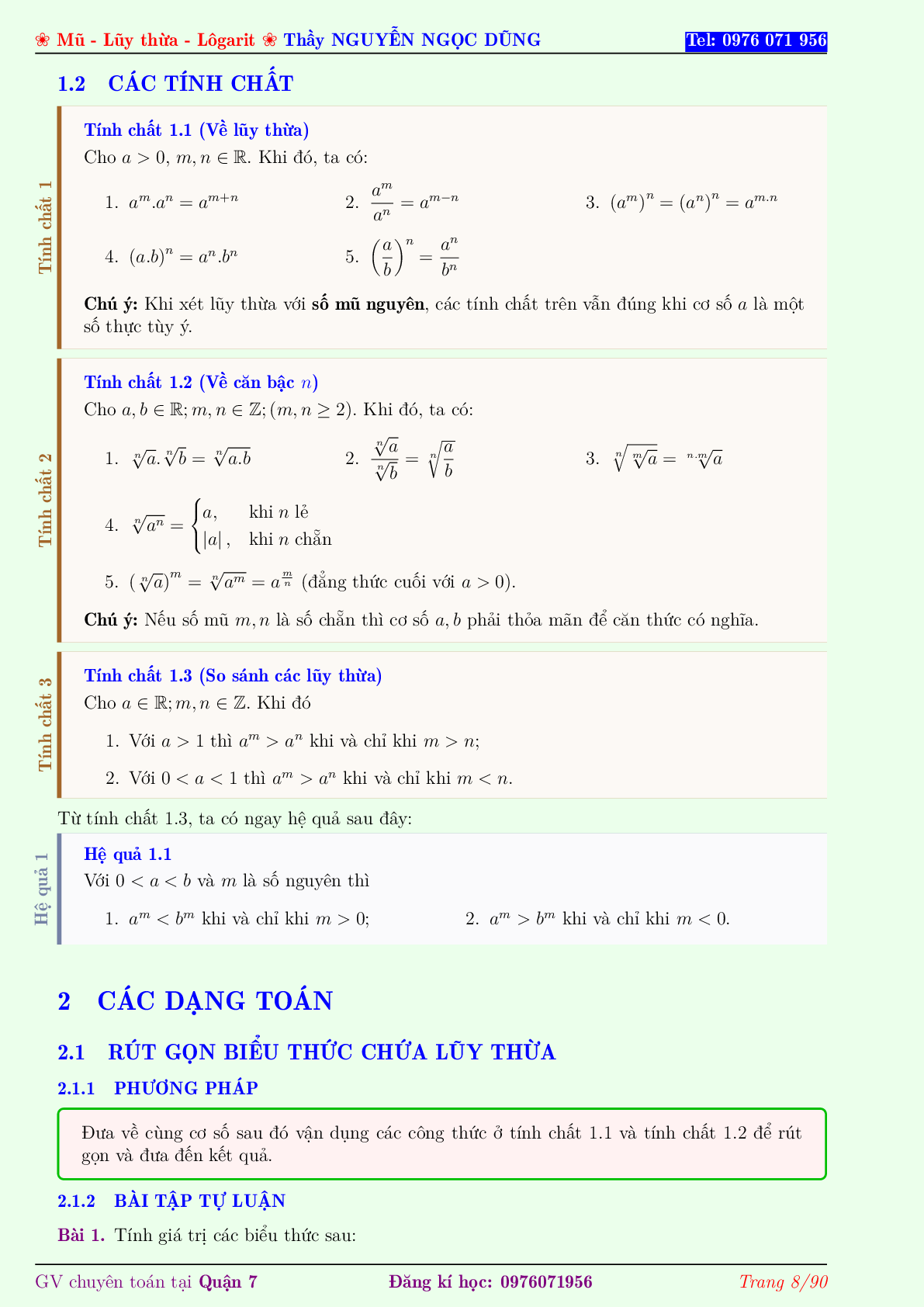Phương pháp giải về Hàm số lũy thừa, hàm số mũ, hàm số Logarit 2023 (lý thuyết và bài tập) (trang 8)