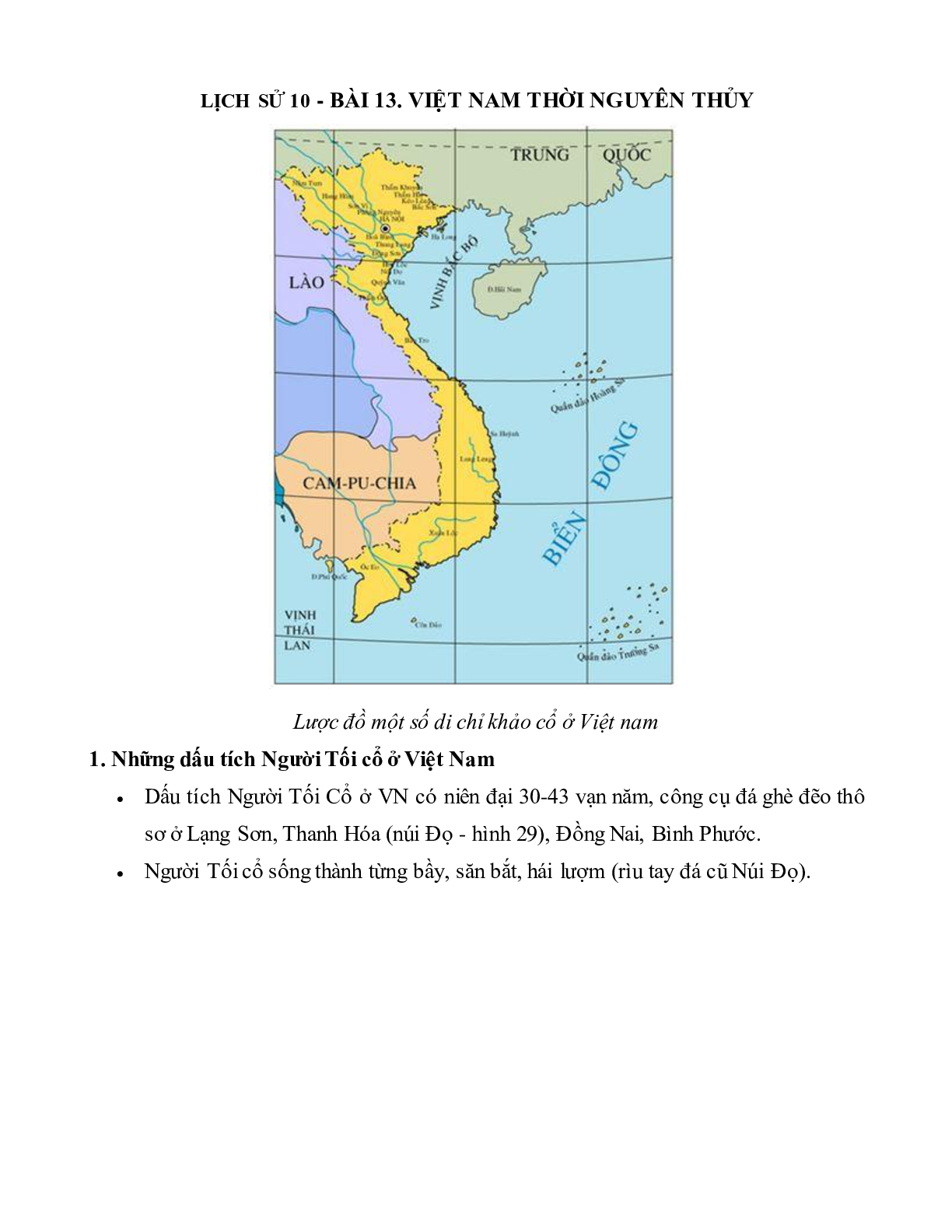 Lý thuyết Lịch sử 10: Bài 13: Việt Nam thời nguyên thủy mới nhất (trang 1)