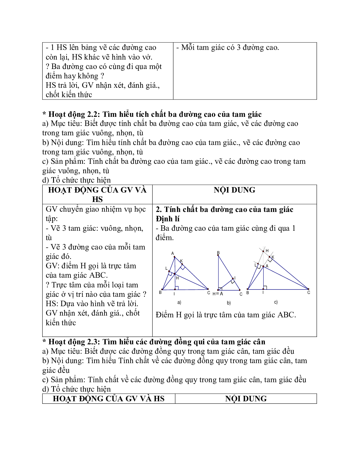 Giáo án Toán học 7 bài 9: Tính chất ba đường cao của tam giác chuẩn nhất (trang 2)