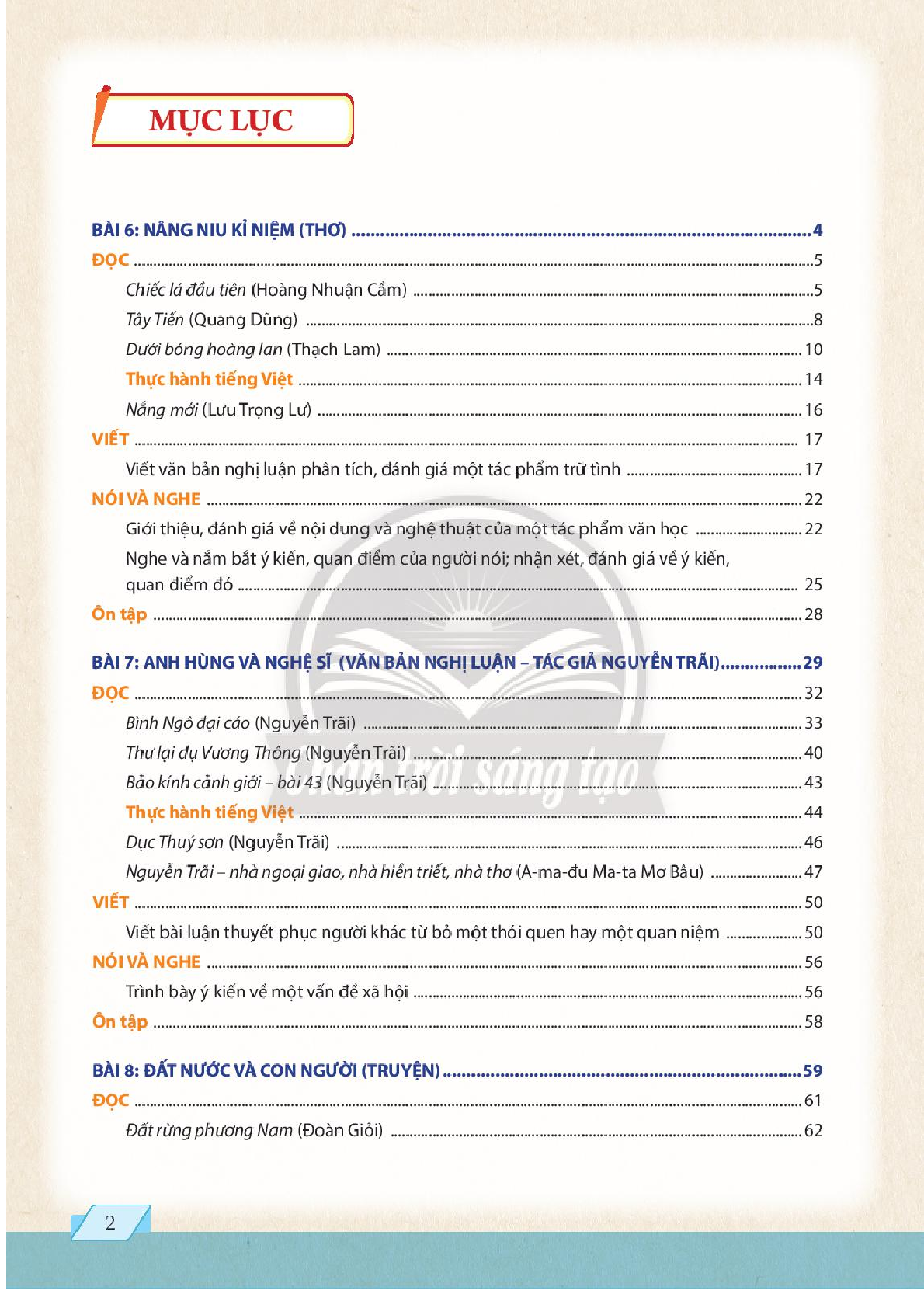 Ngữ văn lớp 10 Tập 2 Chân trời sáng tạo pdf (trang 3)