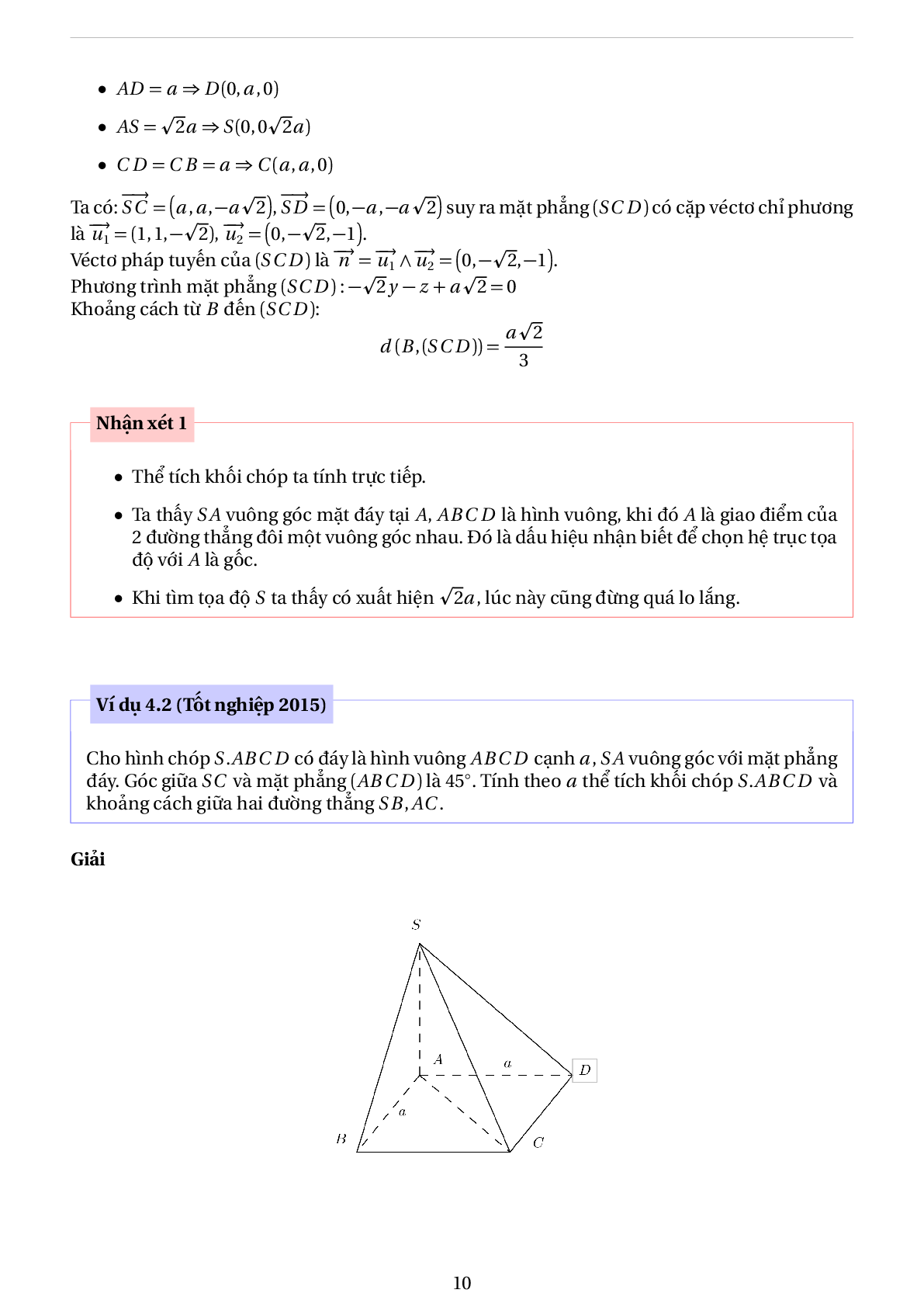 Phương pháp tọa độ hóa để giải bài toán hình học không gian - phần 2 (trang 10)