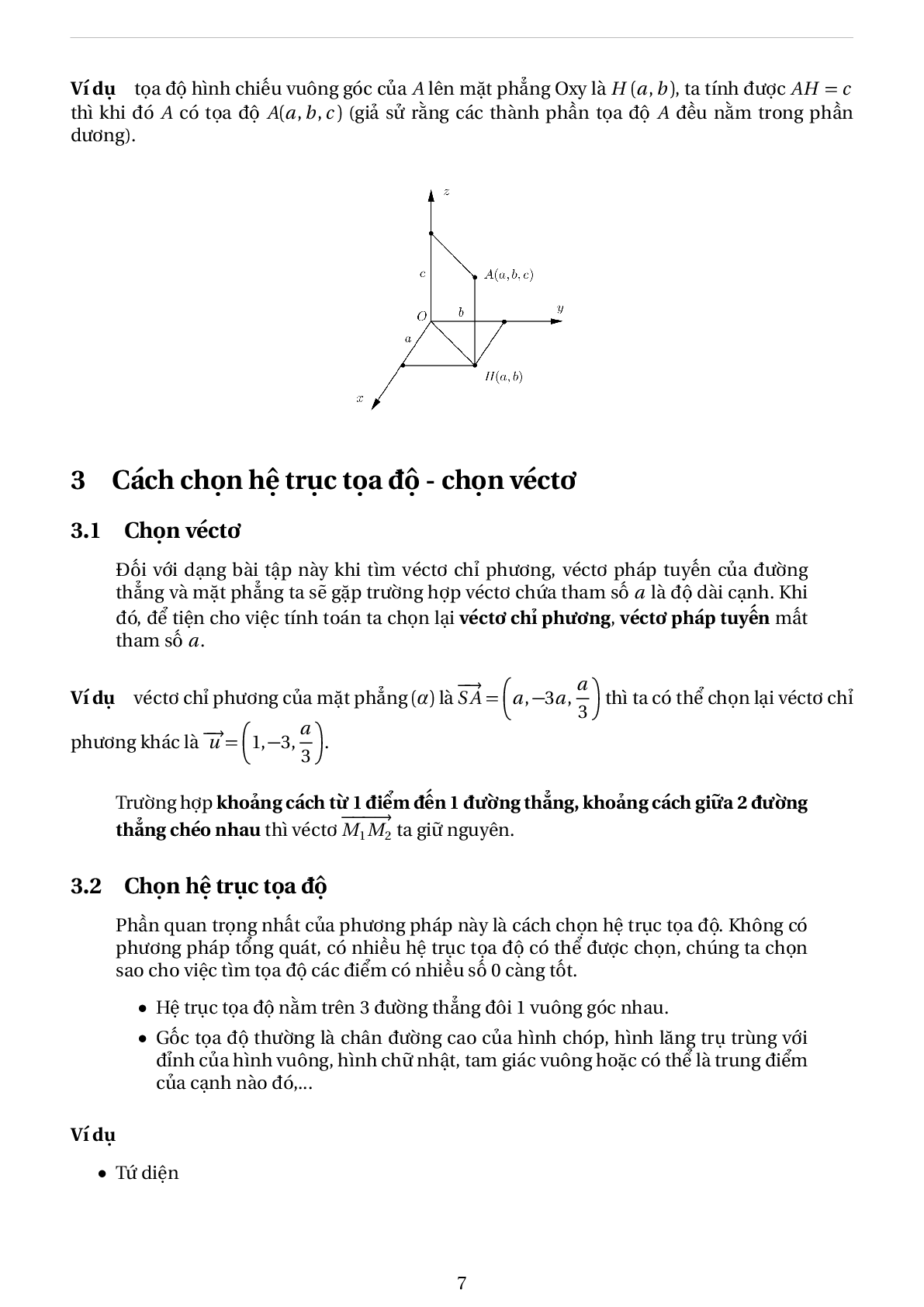 Phương pháp tọa độ hóa để giải bài toán hình học không gian - phần 2 (trang 7)