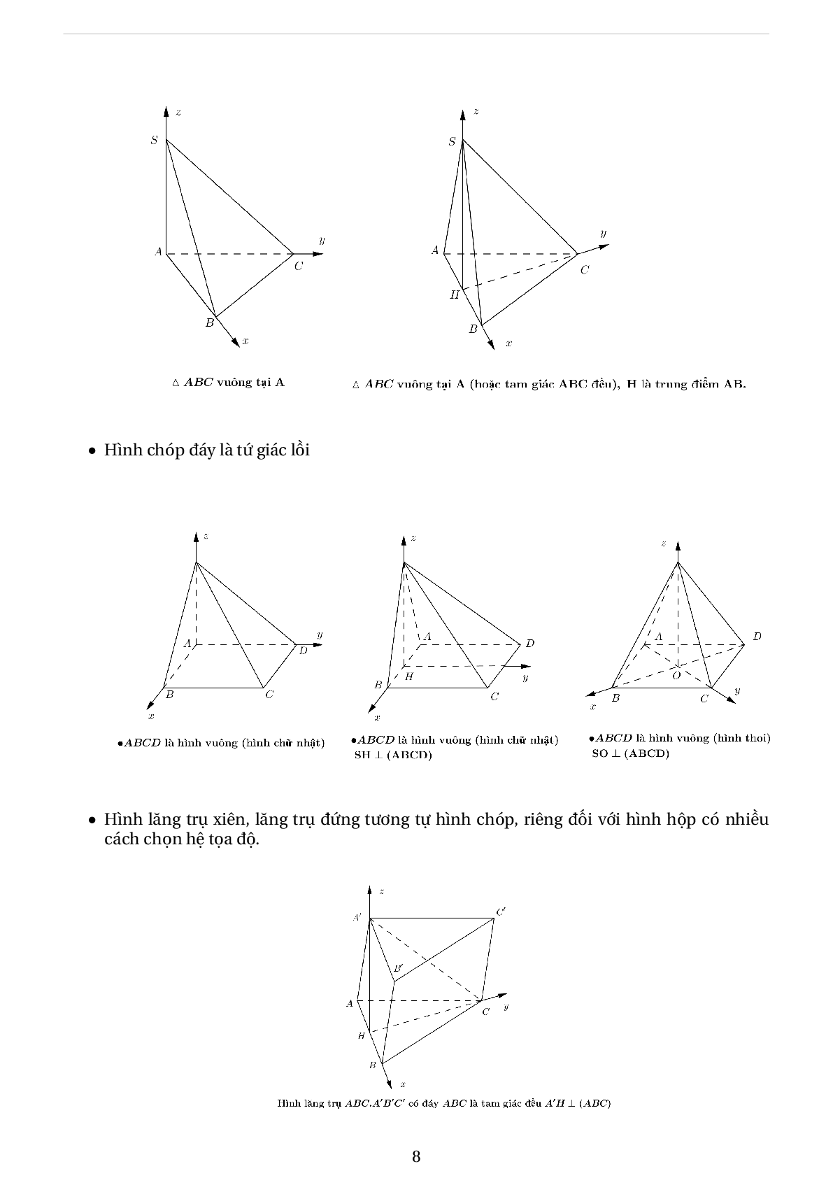 Phương pháp tọa độ hóa để giải bài toán hình học không gian - phần 2 (trang 8)
