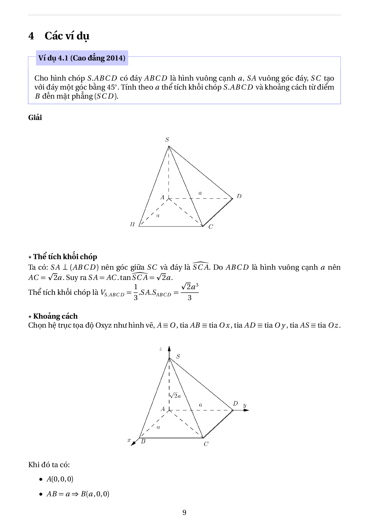 Phương pháp tọa độ hóa để giải bài toán hình học không gian - phần 2 (trang 9)