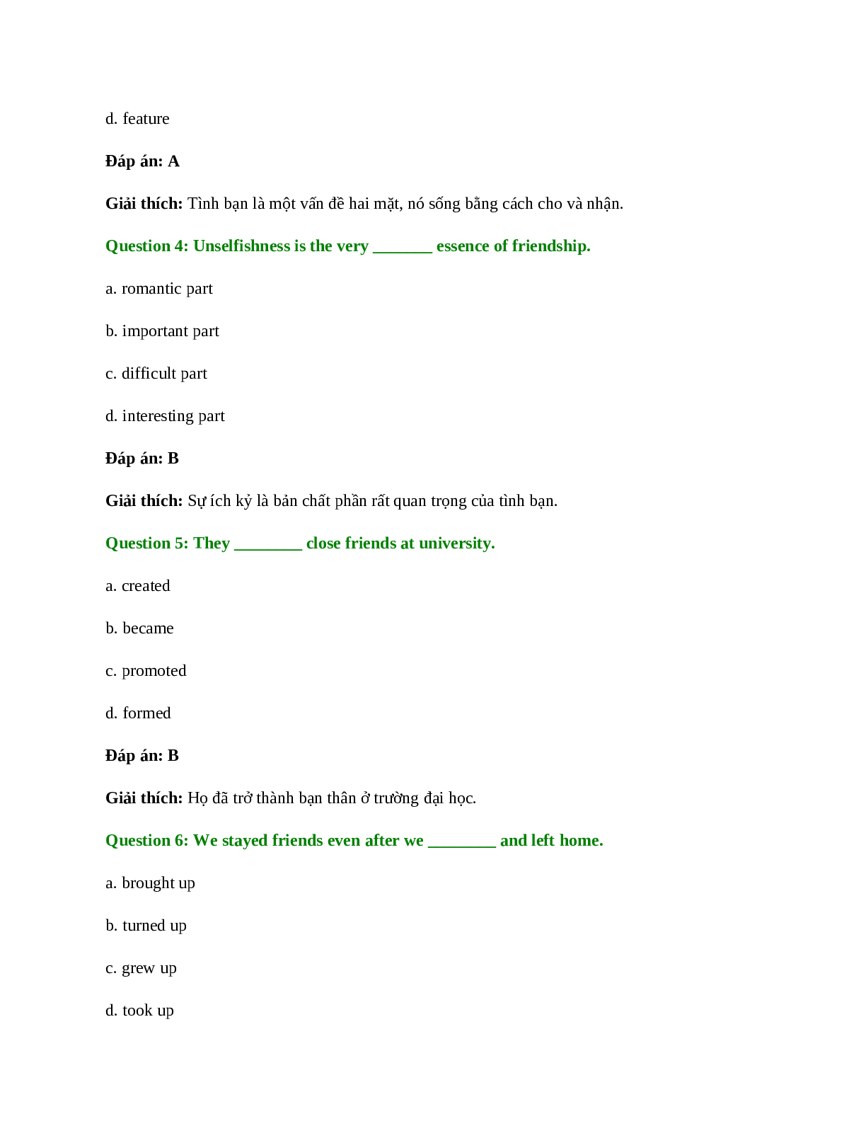 60 câu Trắc nghiệm Tiếng Anh 11 Unit 1 có đáp án 2023: Friendship (trang 7)