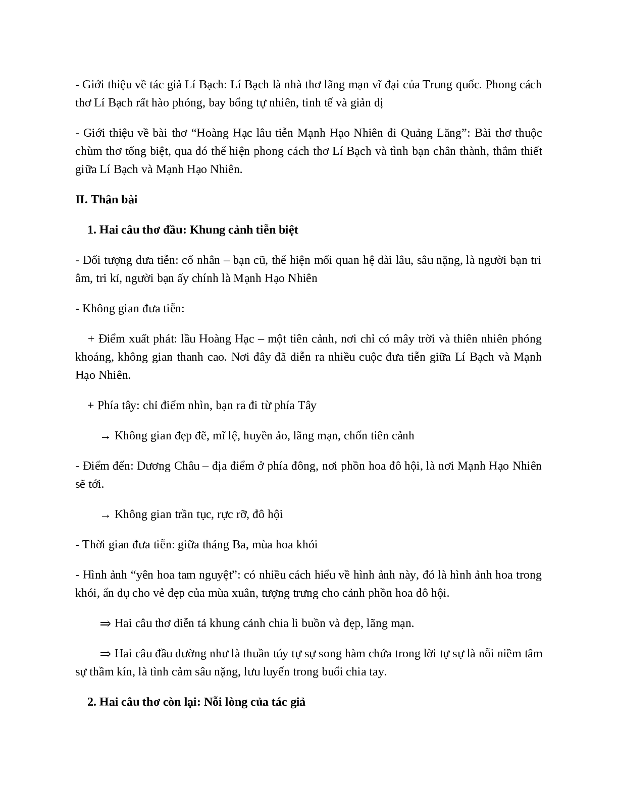 Tại Lầu Hoàng Hạc tiễn Mạnh Hạo Nhiên đi Quảng Lăng - nội dung, dàn ý phân tích, bố cục, tóm tắt (trang 3)