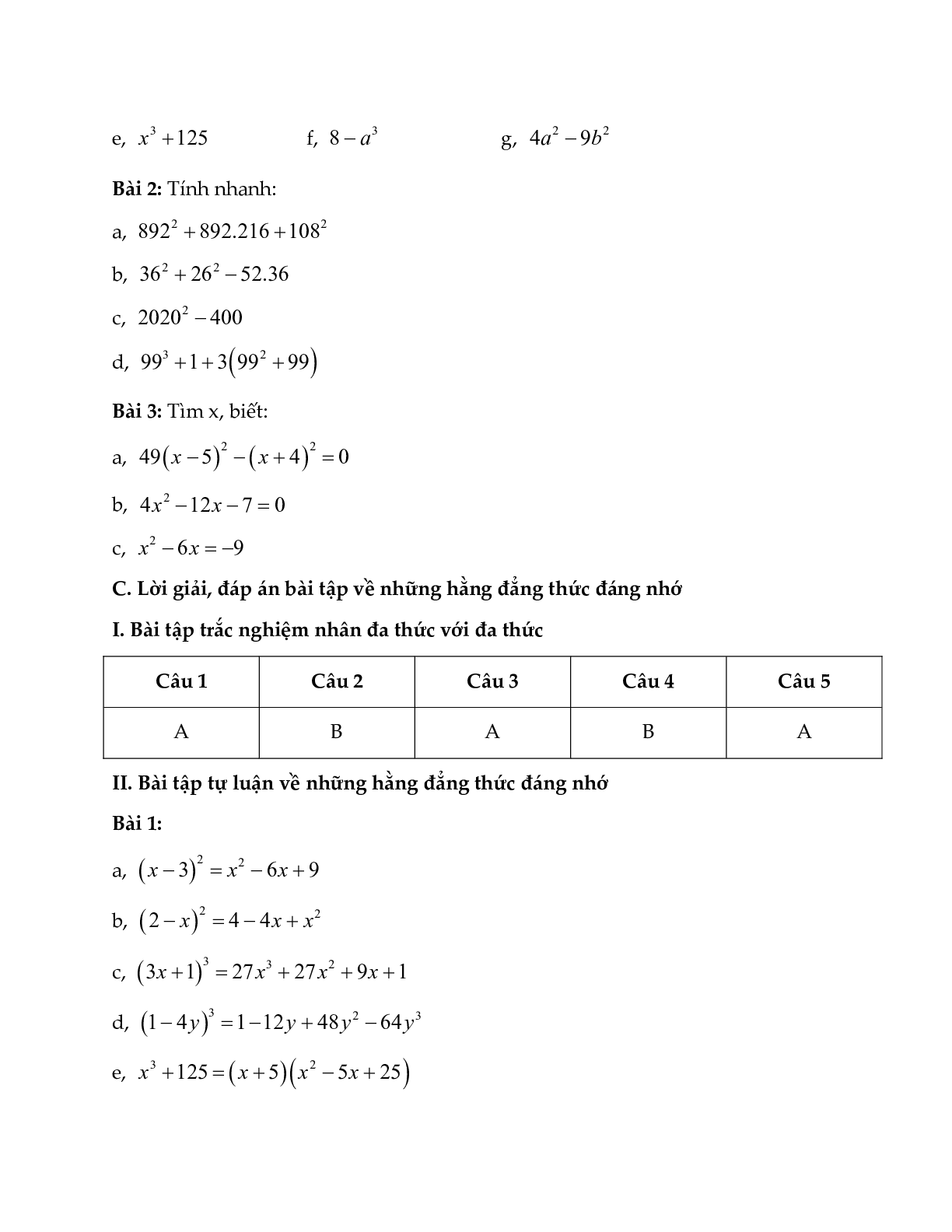 Lý thuyết Toán lớp 8 Bài 5: Những hằng đẳng thức đáng nhớ (tiếp theo) (trang 3)