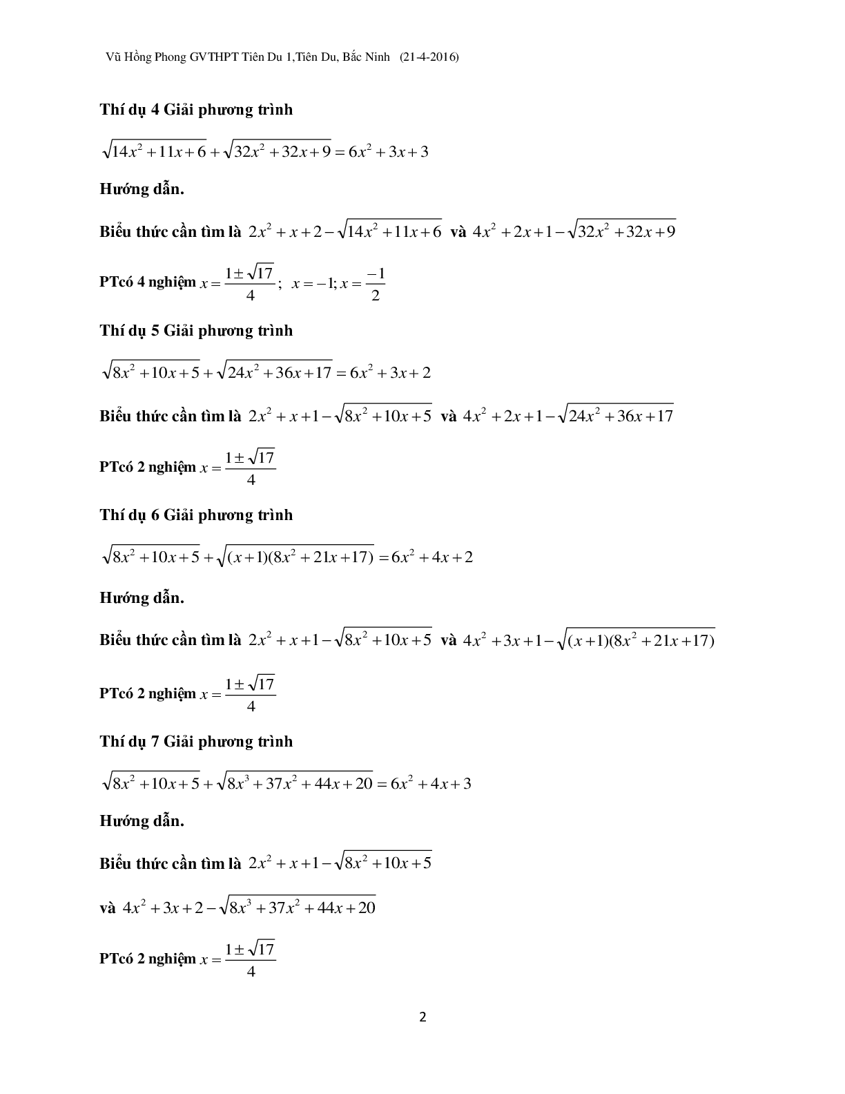 Kỹ thuật ‘đánh cả cụm’ khi dùng Casio giải phương trình vô tỉ (trang 2)