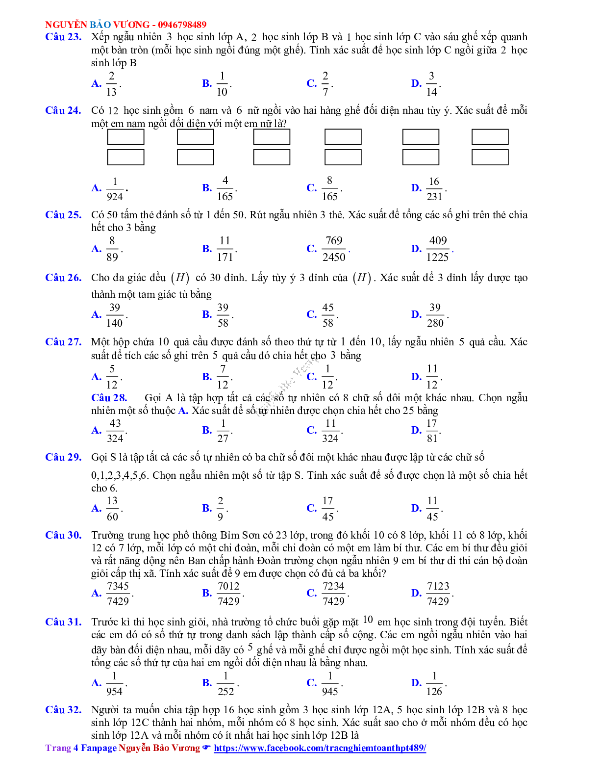 Phương pháp giải về Xác suất 2023 (lý thuyết và bài tập) (trang 4)