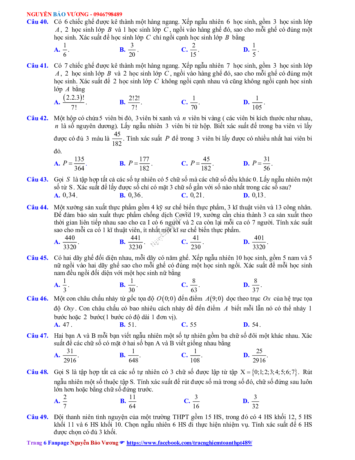 Phương pháp giải về Xác suất 2023 (lý thuyết và bài tập) (trang 6)