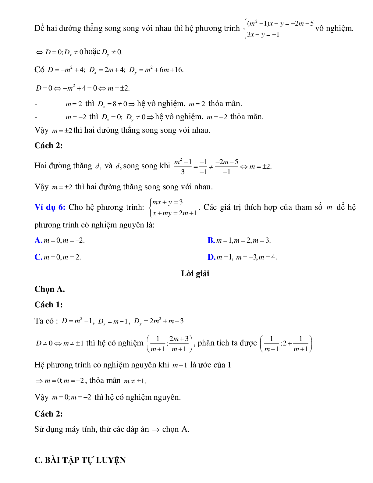 Tìm điều kiện để hệ bậc nhất hai ẩn vô nghiệm, có nghiệm (trang 4)