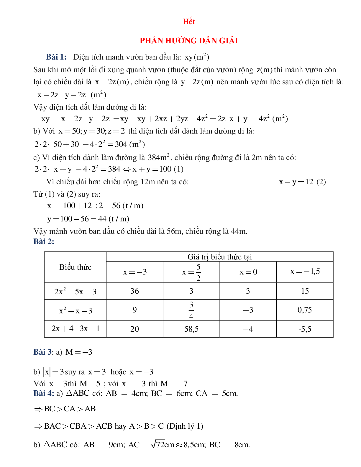 Phiếu bài tập tuần 25 - Toán 7 (trang 2)