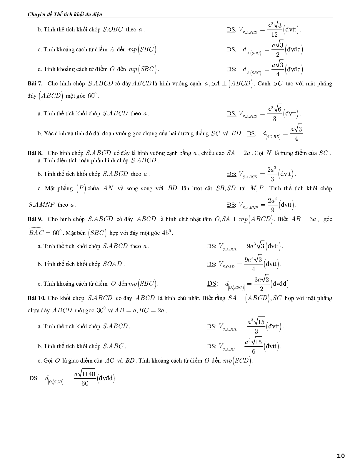 Chuyên đề thể tích khối đa diện phần 2 (trang 10)