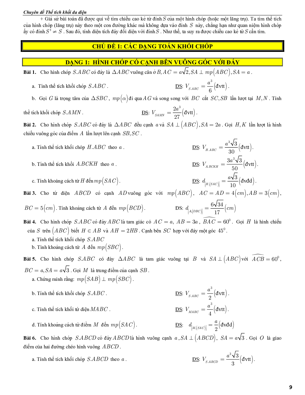 Chuyên đề thể tích khối đa diện phần 2 (trang 9)