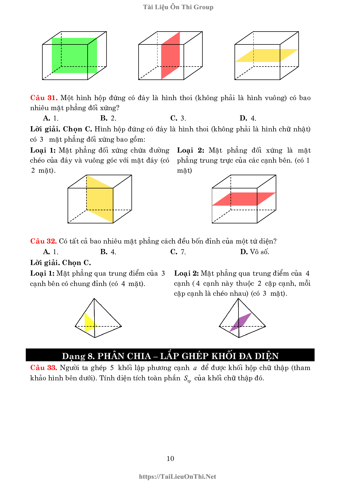 Lý thuyết và bài tập về khối đa diện và thể tích của chúng (trang 10)