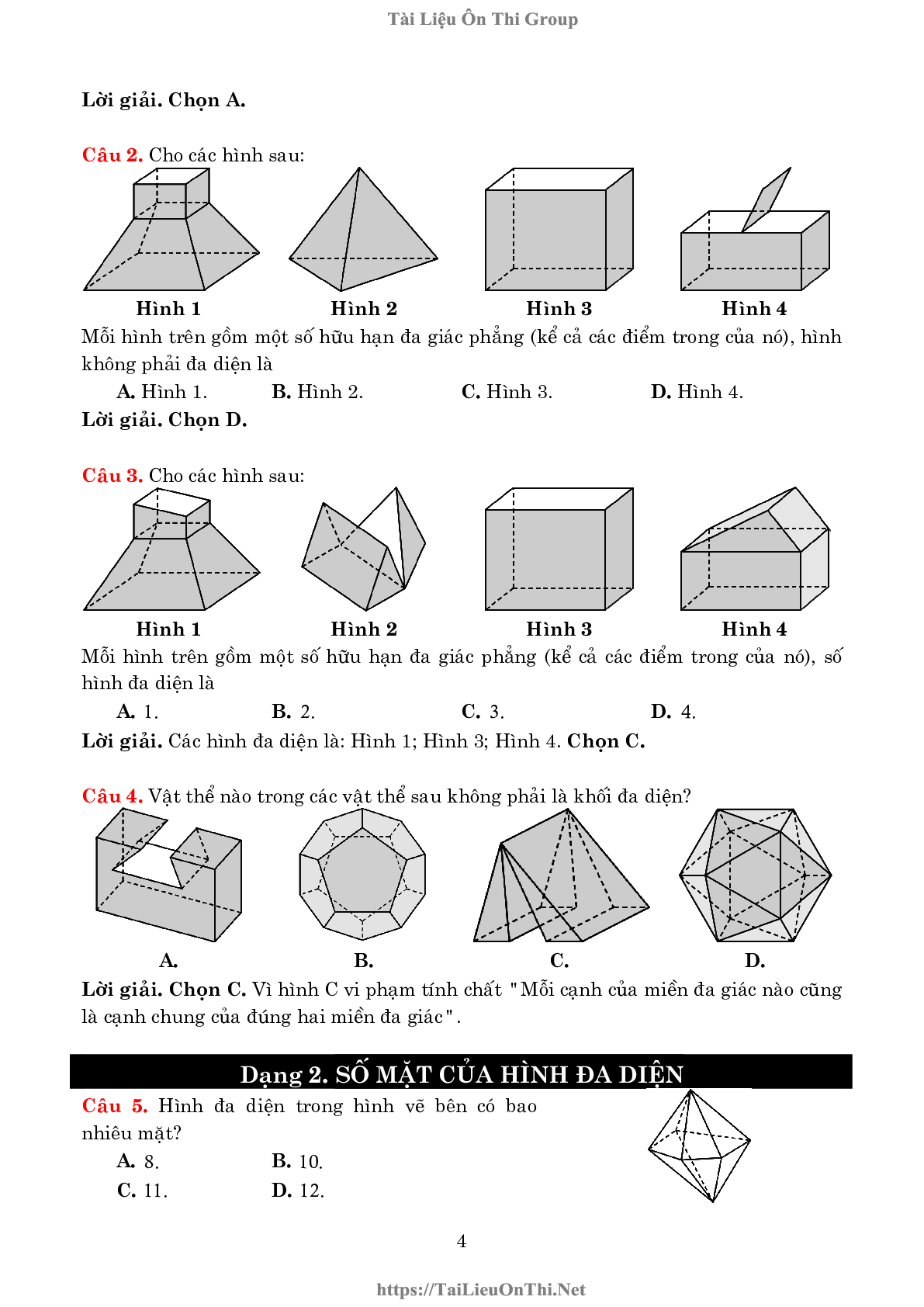 Lý thuyết và bài tập về khối đa diện và thể tích của chúng (trang 4)