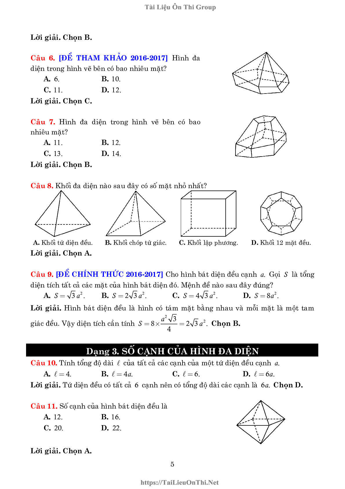 Lý thuyết và bài tập về khối đa diện và thể tích của chúng (trang 5)