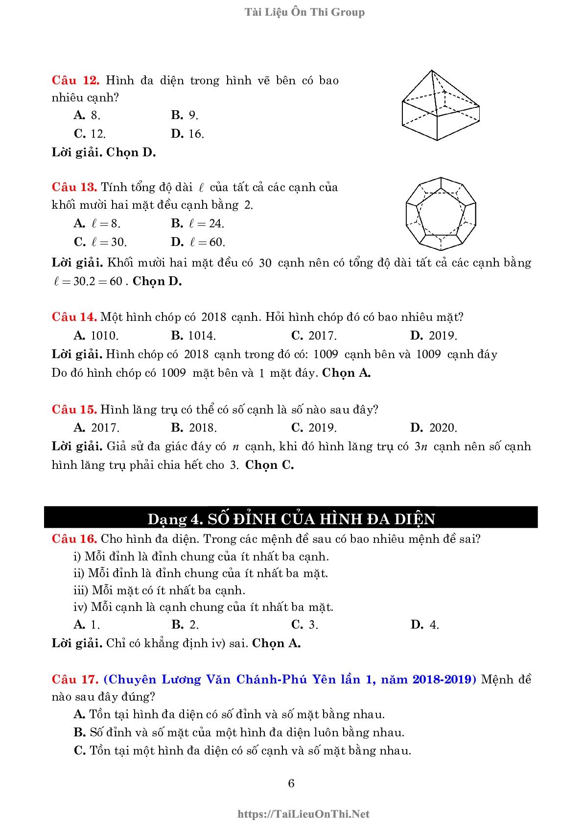 Lý thuyết và bài tập về khối đa diện và thể tích của chúng (trang 6)