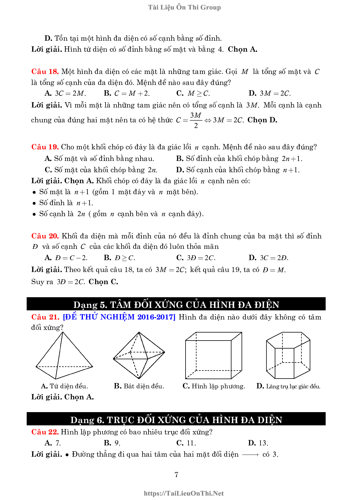 Lý thuyết và bài tập về khối đa diện và thể tích của chúng (trang 7)